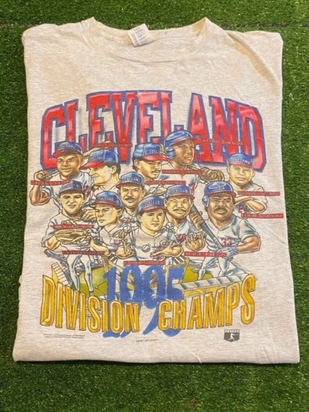 Vintage Cleveland Indians shirt mens XL gray playoffs caricature short sleeve